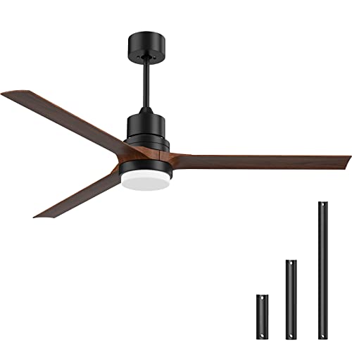 Biukis - Ventiladores de techo con luces y mando a distancia, interior y exterior, ventilador de techo de 60 pulgadas con motor CC reversible para patio, recámara, sala de estar
