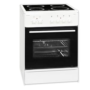 Exquisit Standherd ECM 6-4 | Standherd 60cm mit Glaskeramik Kochfeld | Ober- & Unterhitze | Grill | Umluft | Elektroherd freistehend 60 cm | weiss