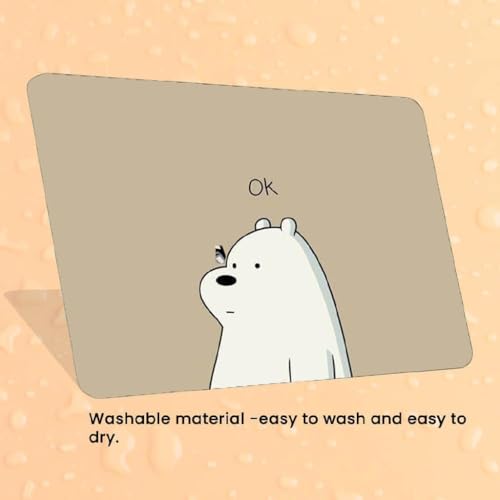 Image of Cute Mouse Pad - Printed Mousepad with Anti-Slip Rubber Base & Smooth Mouse Control for Laptop, Gaming, Notepad, Desktops (Ok Bear !!)