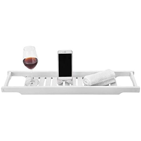 Bath Tray Rack Bath Caddy Bridge Bathtub Caddy Mould Proof White Bathroom Tidy Perfect For For a Home-Spa Experience Relaxing. Fits Most Bathtubs 27.6 x19.5 x6.4 x1.6in Cover