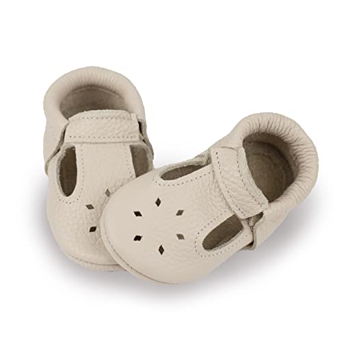Soft Sole Infant, Baby and Toddler Shoes – Elastic T-Strap Italian Leather Baby Moccasin Shoes for Boys and Girls; Crib Shoes to Baby Walking Shoes Handcrafted in Europe