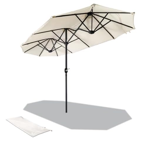 VOUNOT 3m Double Garden Parasol with Crank Cover