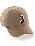 Daxton Old English 3D Alphabet Letters Numbers Initial Baseball Dad Hat - Khaki, Number 3