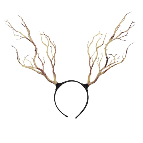JUFYVO Tree Branch Antlers Headband Branch Antler Shape Hair Hoop Christmas Costume Headdress for Cosplay Christmas Halloween Party