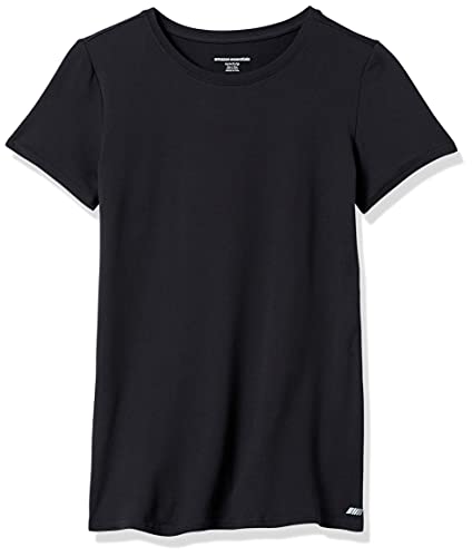 Amazon Essentials Damen Active Quick Dry Tech Stretch Kurzarm-T-Shirt mit Rundhalsausschnitt (in Übergröße erhältlich), 2er-Pack, Schwarz, XL