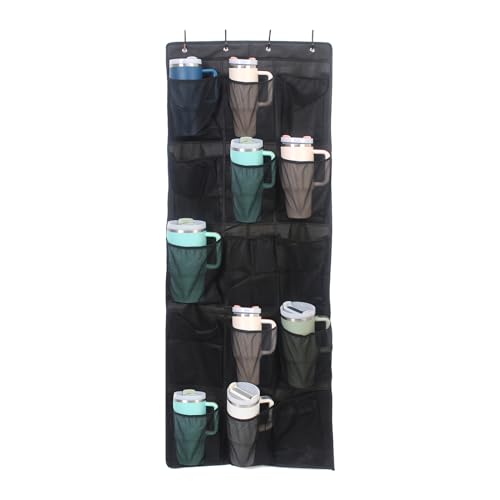 UXIETIN Cup Storage Organizer Compatible Stanley | 15 Large Bottle Pockets, Hanging Wall Mount,for Various Sizes Tumbler Storage Compatible with Yeti,Rtic,Owala Ramble