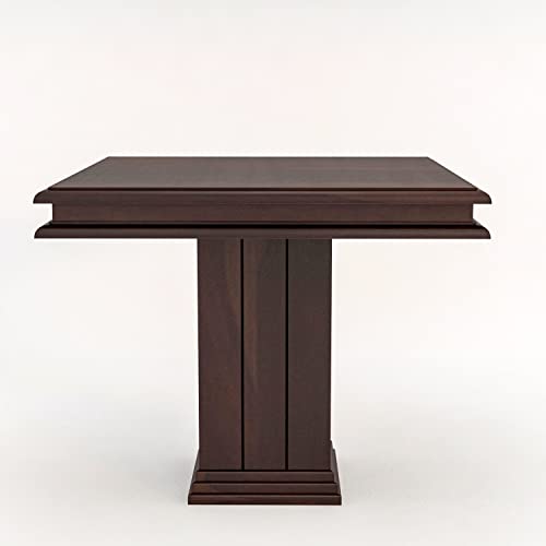 Image of Loonart Solid Sheesham Wood 4-Seater Dining Table Set with Pillar Base|Handcrafted Wooden Dining Furniture with Warm Chestnut Finish|Compact Dining Set for Home| Kitchen Or Apartment Use|
