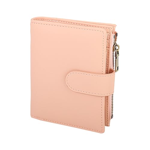Small Wallet For Women Leather Wallet Rfid Blocking Small Bifold Wallet for Women Zipper Pocket Coin Purse Credit Card Holder with ID Window,Light Pink