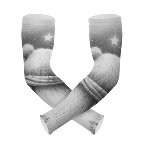 PaChyLuu Bear UV Sun Protection Arm Sleeves Cooling Compression Arm Sleeves with Thumb Hole for Men Women Golf Volleyball