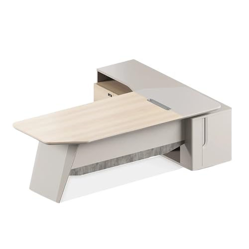 Image of Lakdi The Furniture Co Director and Executive L-Shaped Office Table with Drawer | Wire Manager | Modern Table for Office | Writing Table | Working Desk | CPU Storage (LDL-587)