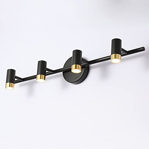Lámparas de tocador Modernas con 4 Luces, Bombillas LED MR11, Foco de Pared, Apliques de Pared para baño, para Maquillaje sobre Espejo, rústico, iluminación de Estudio, Negro Esmerilado