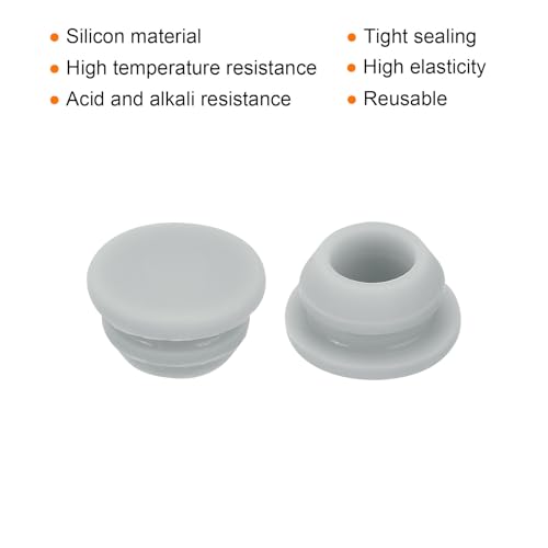Image of MECCANIXITY 30pcs Silicone Snap in Locking Hole Plugs,8.5mm /0.3 Inch Mounting Diameter Narrow Groove Width 2mm Panel Seal Cover Round for Kitchen Bulkheads Waterproof Sealing Plugs Grey