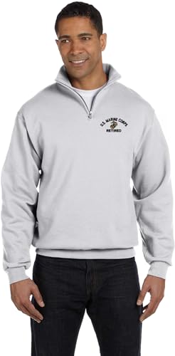MilitaryBest U.S. Marine Corps Retired Embroidered Quarter-Zip Pullover2