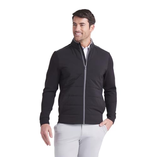 Image of pumagolf CLOUDSPUN FLEECE HYBRID JACKET - BN, PUMA BLACK, L