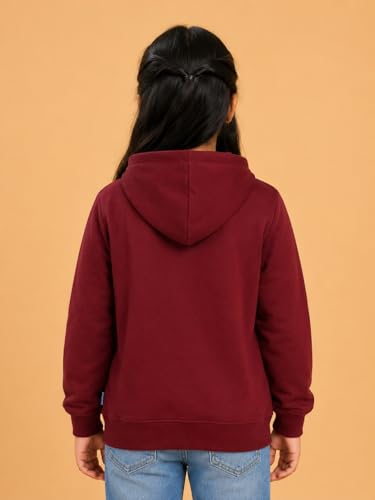 Image of Unisex Kids Solid Full Sleeve Zip Front Open Hooded Sweatshirt