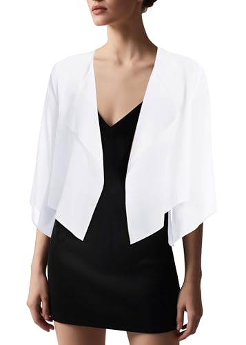 Image of Urban CoCo Women's Chiffon Shrug Cardigan Open Front 3 /4 Sleeve Drape Irregular Hem Bolero Summer Cover Up