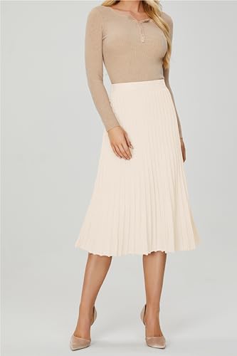 Women's Knit Maxi Pleated Skirts, High Waist Elastic A Line Long Skirt for Fall Winter4