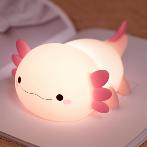 axolotl cute night light for kids axolotl lamp girls xmas gifts rechargeable bedside nightlight squishy dimmable silicone led funny animal light baby nursery dorm kawaii dcor toys