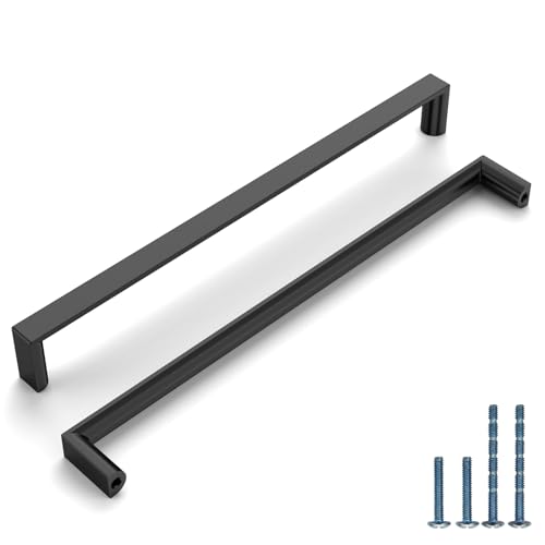 Image of 10 Pack 7.5 Inch(192mm) Kitchen Cabinet Handles Matte Black Cabinet Pulls Kitchen Cabinet Hardware Drawer Pulls for Cupboard Wardrobe