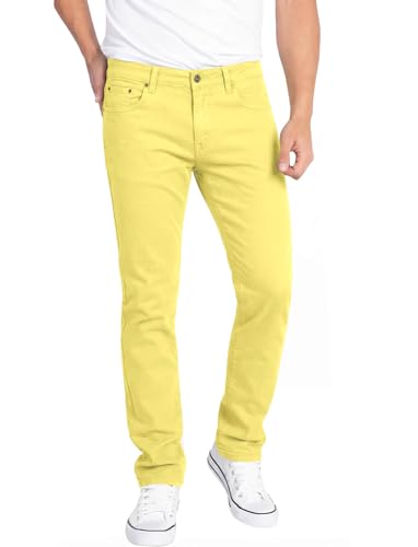 WULFUL Mens Slim Fit Skinny Stretch Comfy Jeans Denim Pants Bright Yellow