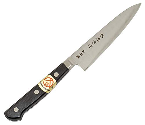 Sakai Genkichi 020368 Petty Knife, Made in Japan, 4.7 inches (120 mm), Japanese Steel, Wooden Pattern, Sakai Knife
