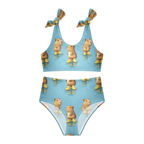 Blue Guinea Pig Capybara Underwater Animal Girls Tankini Swimsuit Kids Bikini Sets 2 Pcs Bathing Suit 3T3