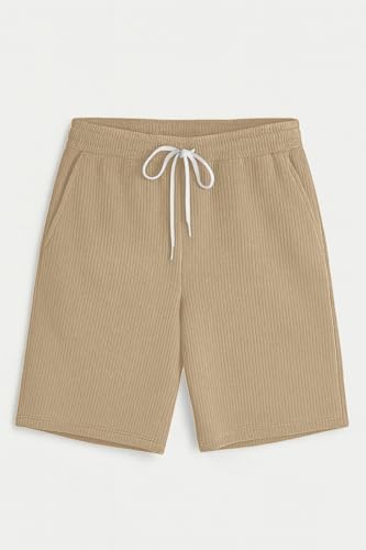 Image of Vogaan Men's Casual Slim Fit Shorts | Stylish Above Knee Shorts with Elastic Waist & Side Pockets Summer Wear for Gym Lounge Travel & Outdoor