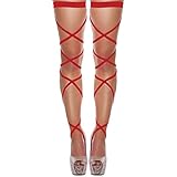 deladola Elastic Leg Wraps Raves Party Garter Cross Bandage Dancing Music Festivals Costume for Women(red)