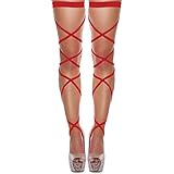 deladola Sexy Leg Wraps Elastic Raves Party Garter Cross Bandage Dancing Music Festivals Costume for Women and Girls (red)