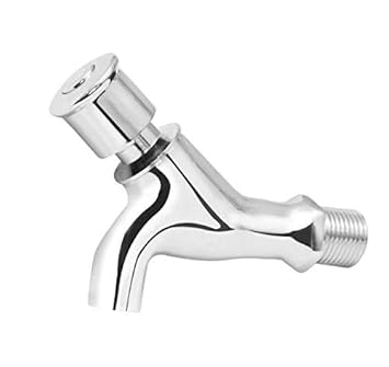 NEW WARE Brass Push Cock Bib Tap for Bathroom/Water Cooler taps with Wall Flange (Chrome Finish)