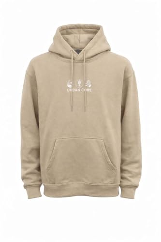 Image of Urban Core Women’s Printed Hoodie Oversized Fleece Pullover – Premium Cotton Blend Hooded Sweatshirt for Women, Regular Fit (S–XXL) (UK, Alpha, L, Regular, Regular, 1, Sand)