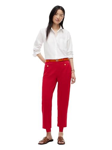 Image of Tommy Hilfiger Women's Twill Straight Chino Pants with Stretch Mid Rise Ankle Pants