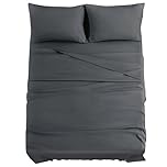 JOLLYVOGUE Queen Size Bed Sheet Set - 4 Piece Bed Sheets Set with Deep Pocket - Soft Breathable & Cooling - Resists Shrinkage & Fading Draps Queen - Easy Care (Dark Grey)