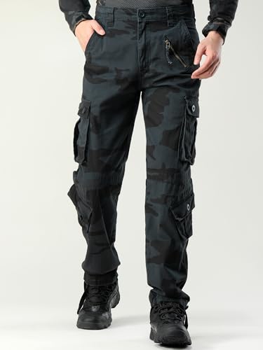 Men's Camo Cargo Work Pants Cotton Tactical Ripstop Casual Combat Pants with 8 Pockets - Image 4