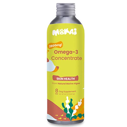 MOKAI Algae Omega 3 for Dogs | Vegan DHA Supplements Alternative to Dog Fish Oil for Dogs and Wild Alaskan Salmon Oil for Dogs for Dog Allergy Relief, Anti Dog Shedding, Anti Itch for Dogs, Dandruff