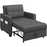Yaheetech Sleeper Sofa Chair Bed Convertible Fabric Sofa Chair 3-in-1 Adjustable Sleep Bed Pullout Couch for Living Room/Apartment/Small Space, Dark Gray