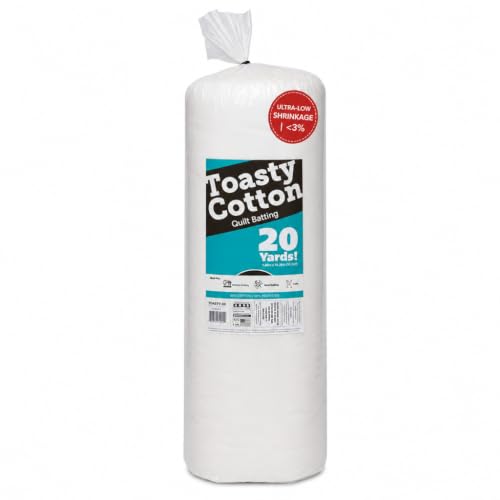 Fairfield Toasty Cotton Quilt Batting, Premium Cotton Batting for Quilting, Ideal for Clothing, Crafts, Wall Hangings, and Quilts, Quilting Supplies, 90' by 20 yd Roll