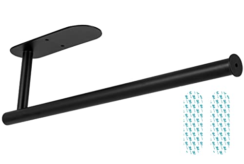 Zuvo Under Cabinet Paper Towel Holder (Black) – Stainless Steel Adhesive & Screw Mount Kitchen Roll Holder for Wall & Cupboard Storage