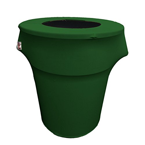 LA Linen Stretch Spandex Trash Can Cover 44-Gallon Round,Emerald Green, Microfiber Polyester, 66 x 81.28 x 0.05 cm