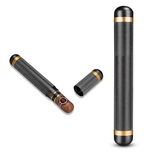 CLZOONG Tube de Caisse de Cigare en Acier Inoxydable, Tube de Cigare Portable pour Les Voyages d'affaires en Plein air, Caisse de Transport de cigares (Noir)