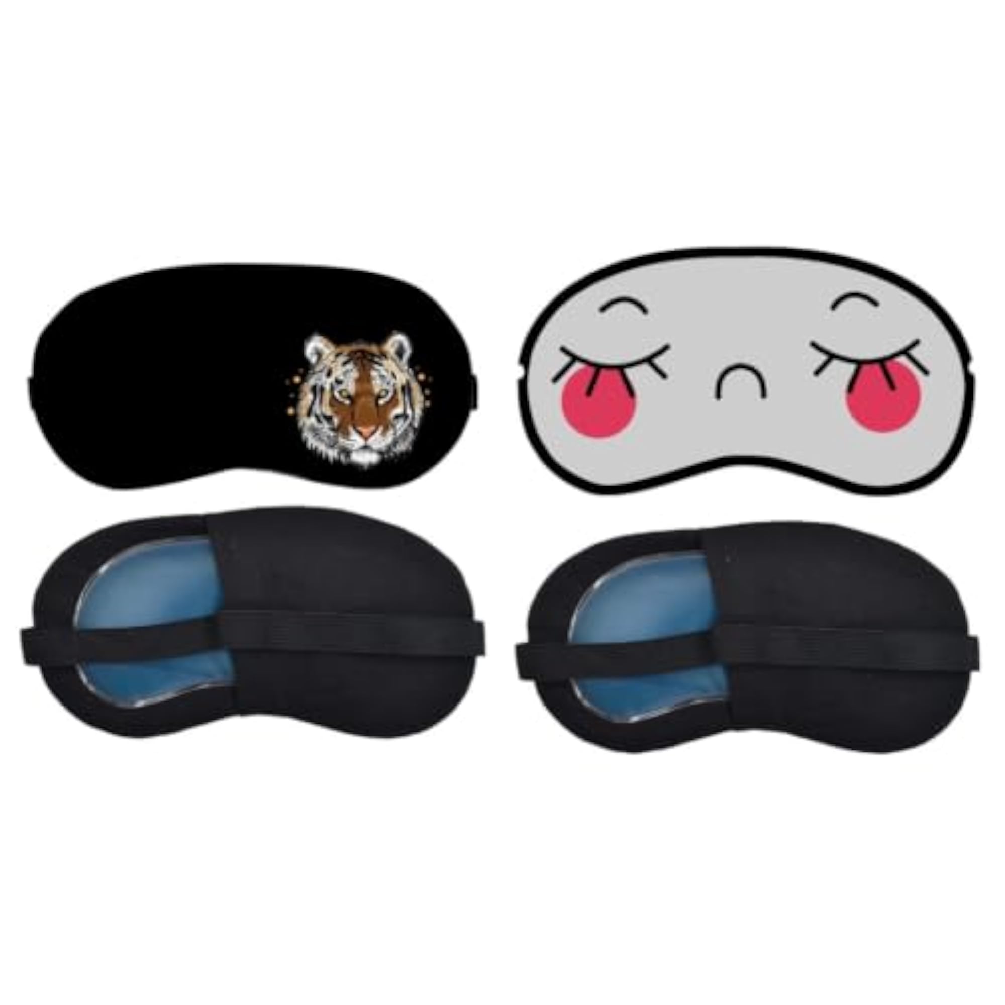 Tiger Portrait Blushing Sleepy Face Sleeping Mask Combo, Eye Cover