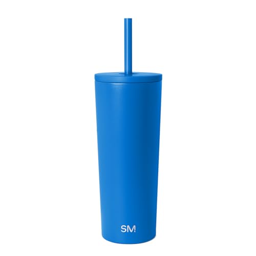 Image of Simple Modern Classic Tumbler with Straw Lid | Insulated Iced Coffee Cup Reusable Stainless Steel Water Bottle Travel Mug | Gifts for Women Men Her Him | 24oz | Supersonic Blue