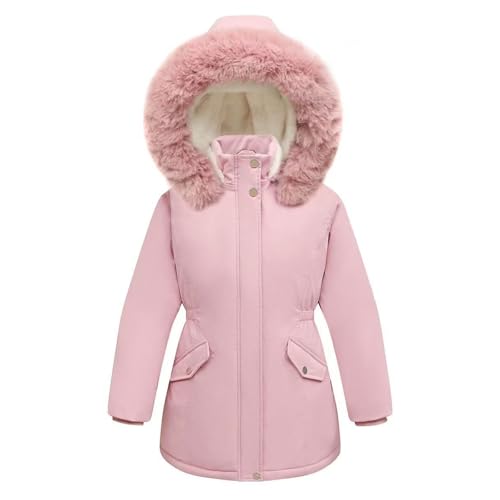 Boys Girls Fuzzy Hooded Puffer Coats Fleece-Lined Winter Warm Zip up Parka Down Jackets Kids Windproof Outwear
