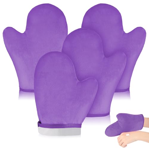 SATINIOR 4 Packs Self Tanning Mitt Applicator with Thumb, Purple