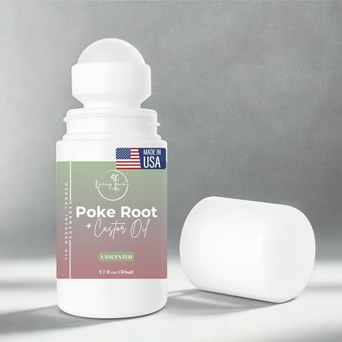 Organic Poke Root Roller with Castor Oil - Natural Lymphatic Drainage Support - Handmade in The USA