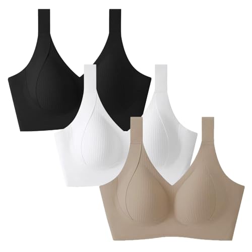 El Mejor Listado de Sujetadores básicos para Mujer de esta semana. 44 Brasier Deportivo Mujer,Pack de 3 sujetadores para mujer, Sujetador Push-up sin Costuras de Suave,Para Hacer Yoga,Correr. (MX/US, Alfa, X-Grande, Regular, Regular, Negro + Blanco +...