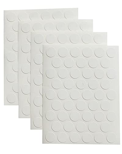 Image of Screw Cover Caps 9 /16 inch (200 Pack) 4 Sheets with 50 caps Each - Self-Adhesive PVC Stickers for Furniture, Shelving & Screw Holes - Durable & Easy to Apply White