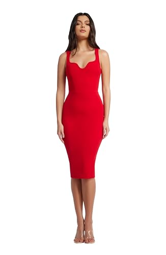 Image of Dress The Population Womens Sloane Rounded V Neck Bodycon Midi Dress
