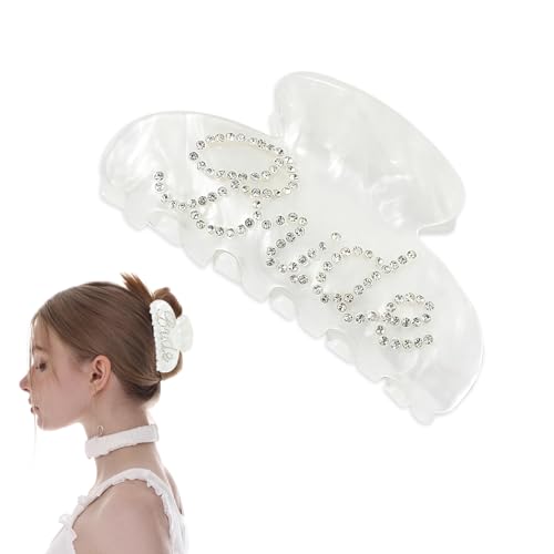 Bride Claw Hair Clip Bride White Acrylic Hair Clips with Rhinestone Logo Bachelorette Party Wedding Birthday Banana Barrettes Hair Decorations for Girl Trendy Bridal Claws(White)