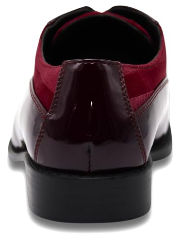 Image of BMY Men's Striped Satin Matching Patent Upper Oxfords Formal Dress Shoes